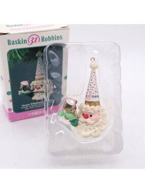 Enesco Baskin Robbins Sweet Whiskered Wishes Santa Christmas Ornament Vtg 1993